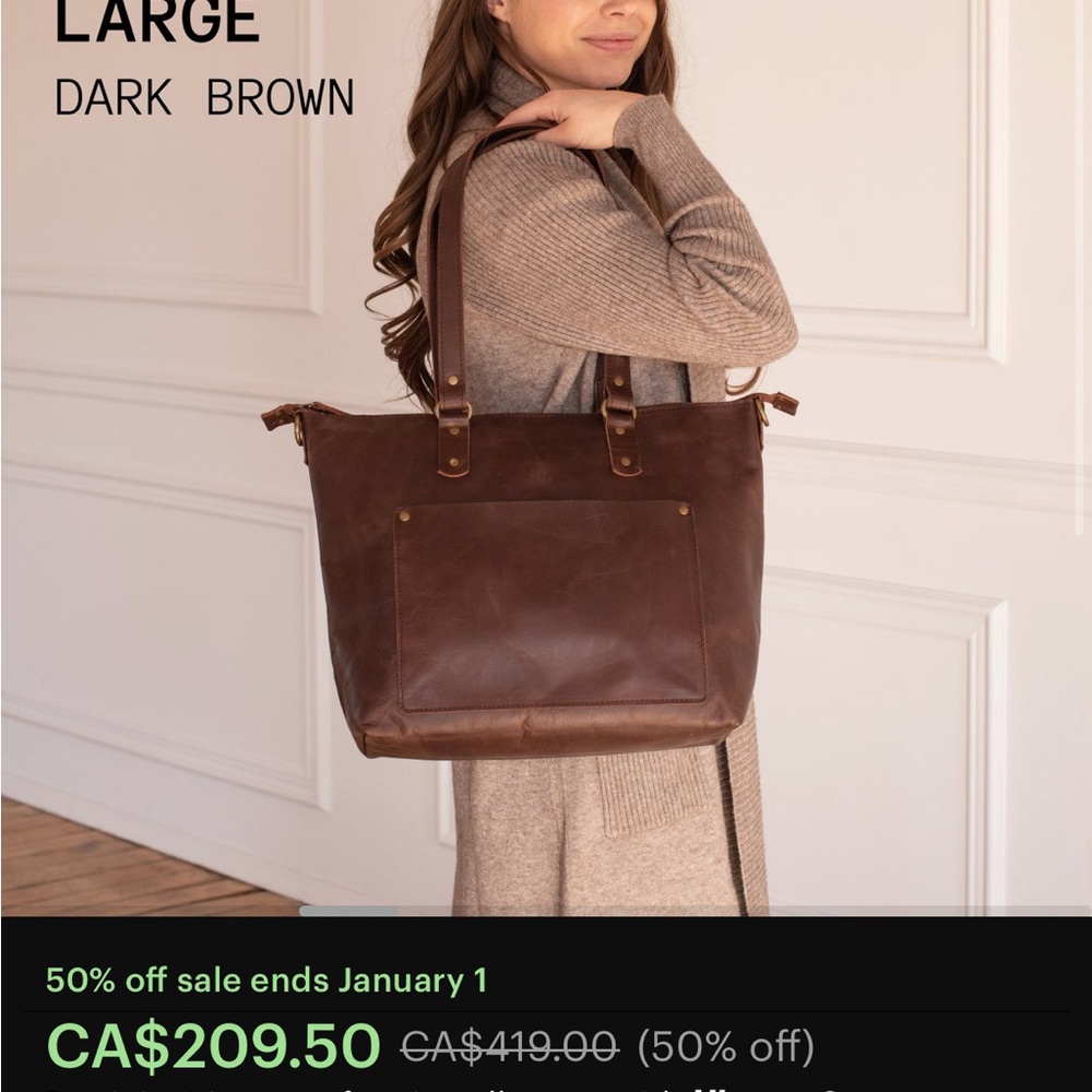 NWOT Beautiful Large Leather Tote